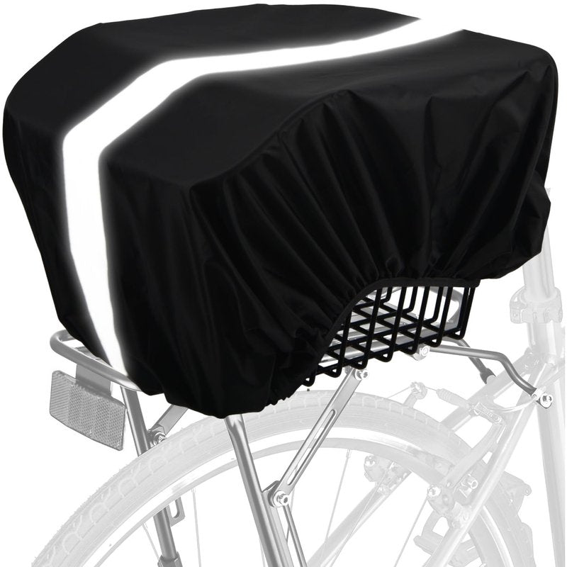 VAOLOAV 45L Bicycle Basket Waterproof Rain Cover with Reflective Strip Bicycle Rear Rack Rain Cover Black