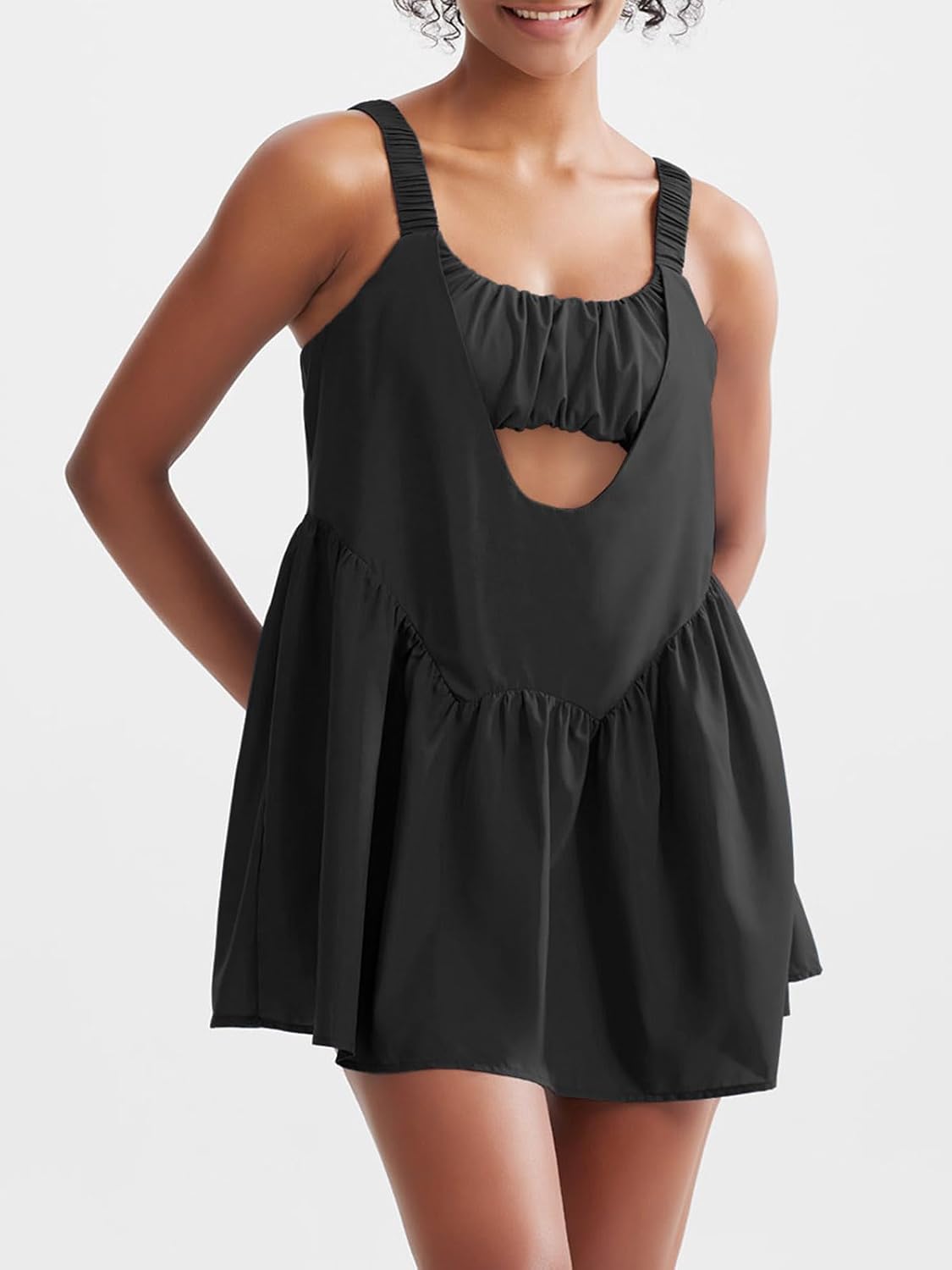 Sexyasasii Tennis Dress for Women - Built-In Shorts & Bra, Casual Backless Design, Athletic with Pockets