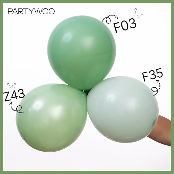 PartyWoo Dusty Green Balloons 50 pcs 5 Inch Small Mini Matte Sage Olive Boho Green Eucalyptus Latex Balloons for Wedding Baby Shower Gender Reveal Birthday Graduation Party Decorations Green-F03