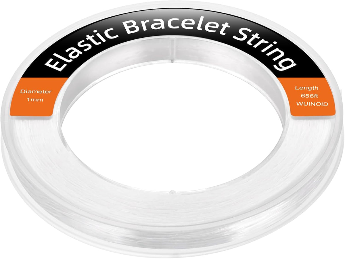 WUINOID 1mm Elastic String Cord - 656ft White Bead Bracelet Making Supplies for Jewelry & Crafts