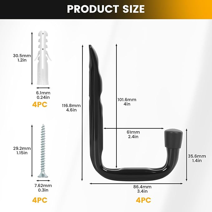 GURADESIGN 8-Pack Heavy Duty Garage Hooks