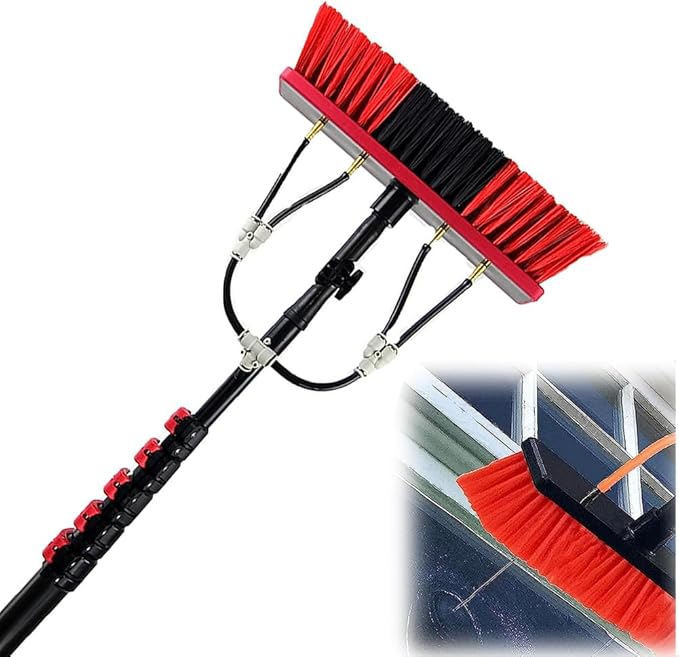 Telesbrush,Solar Panel Cleaning Brush and Pole Extendable Window Cleaning Kit Water Fed Extendable Brush Roof Cleaning Tools Conservatory/7.2M