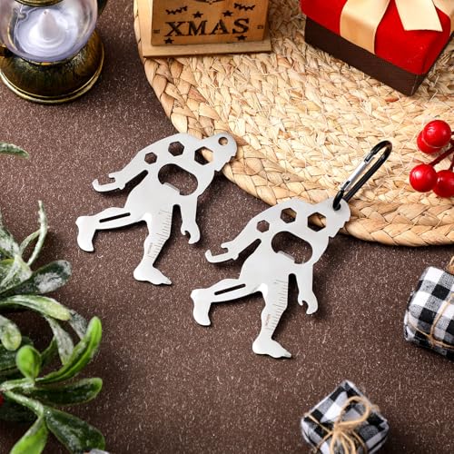 Cholemy 12 Pcs Credit Card Tool Novelty Christmas Stocking Stuffer Wallet Multitool Edc Gadget Friendship Bigfoot Sasquatch Elephant Gift Small Hand Carabiners Tool for Men Birthday(Ape-man,Silver)
