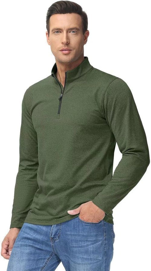 Boladeci Men's Quarter Zip Pullover - Premium Fleece Lined Heather Golf Shirt | Midweight Long Sleeve