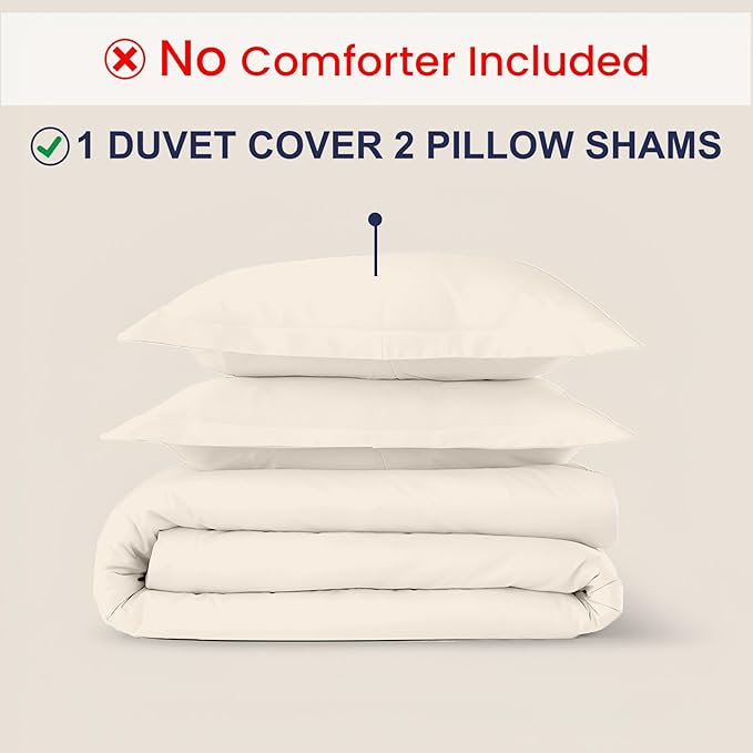 Kotton Culture 3 Pc California King Size Duvet Cover Set -100% Egyptian Cotton Sateen 600 Thread Count Ultra Soft Premium Durable Comforter Cover Zipper Closure & Corner Ties (Butter,104"x98")