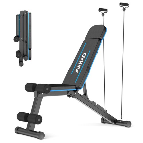 MAHAO Adjustable Weight Bench for Home Gym, Workout Bench Incline Decline with Adjustable Headrest, Fast Folding Bench Press for Full Body Workout