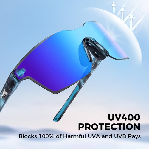 KastKing Tarkio Polarized Fishing Sunglasses, Large Single PC Lenses, Rimless Wrap Design, UV400 Protection Sports Sunglasses