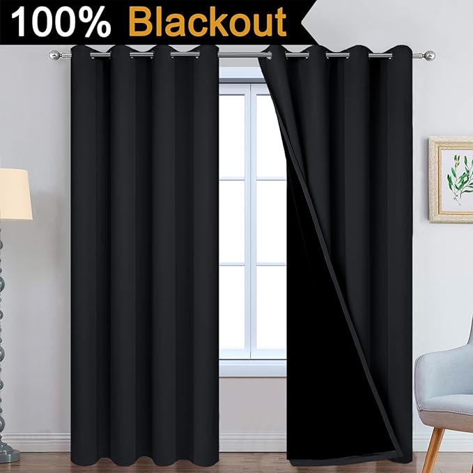 Yakamok 90 Inch Length 100% Blackout Curtains