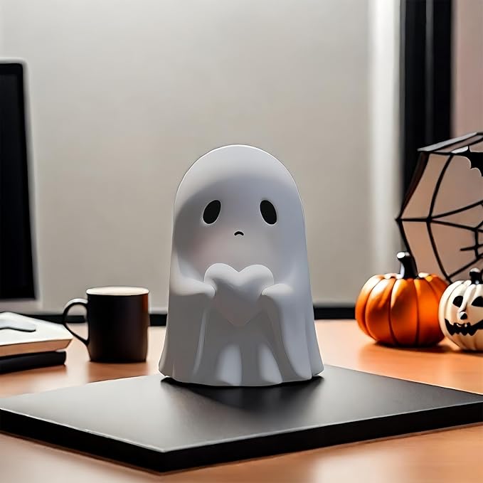 Halloween Ghost Figurine - Spooky Resin Statue, Cute Finger Ghost Ornaments, Perfect for Indoor & Porch Decor (C)