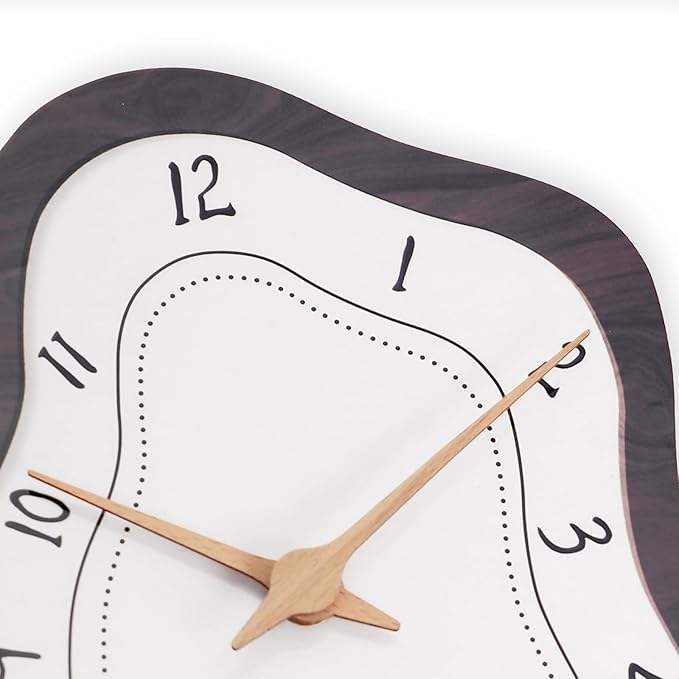 Mid Century Retro Irregular Shape Wall Clock, Silent Non-Ticking Battery