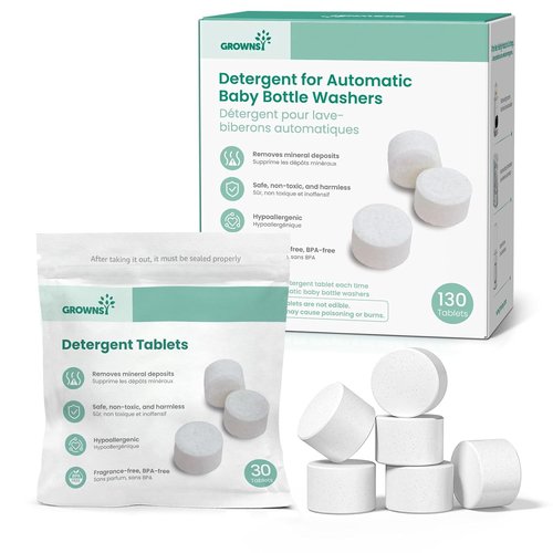 GROWNSY Bottle Washer Tablets - Deep Cleaning Detergent for All Baby Bottle Washers | 130 Count
