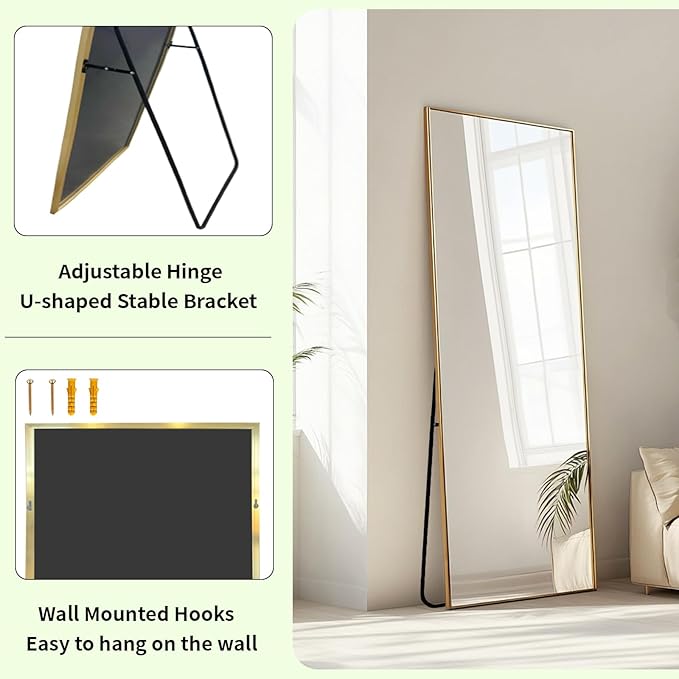Sunniry Gold Floor Mirror 48x16 inch, Full Body Mirror