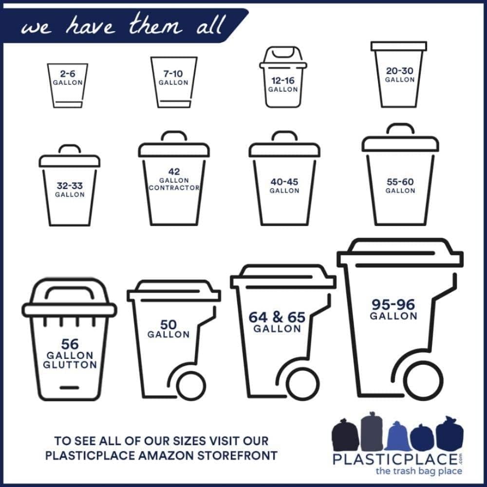 Plasticplace 12-16 Gallon Compostable Trash Bags │ 1Mil │ Green Tint Garbage Can Liners │ 24” x 33” (100 Count)
