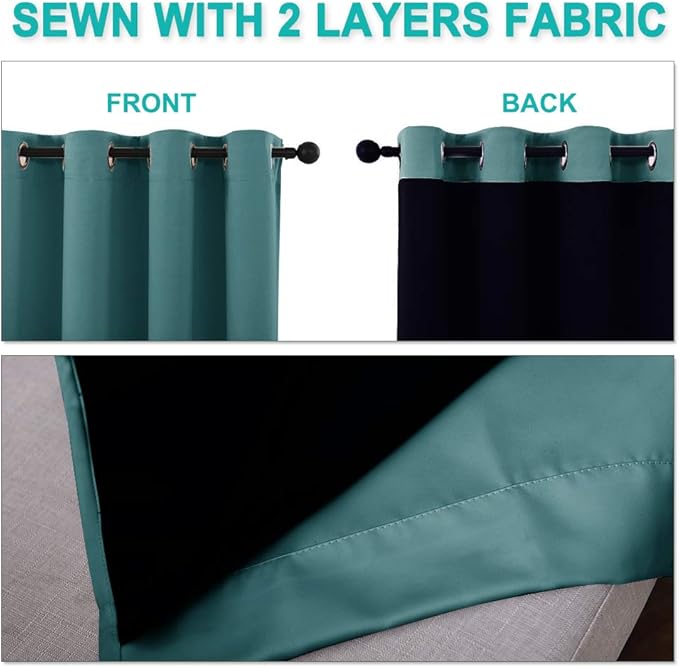 NICETOWN Complete 100% Blackout Curtain Set, Thermal Insulated & Energy