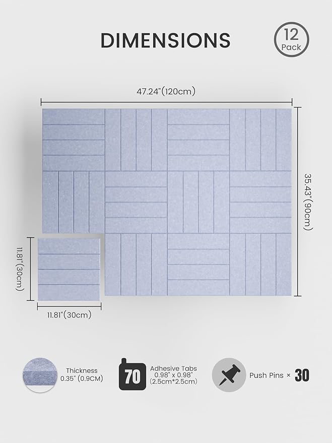 Bumusty Large Cork Board Alternative-48 x 36" Felt Bulletin Board Tiles