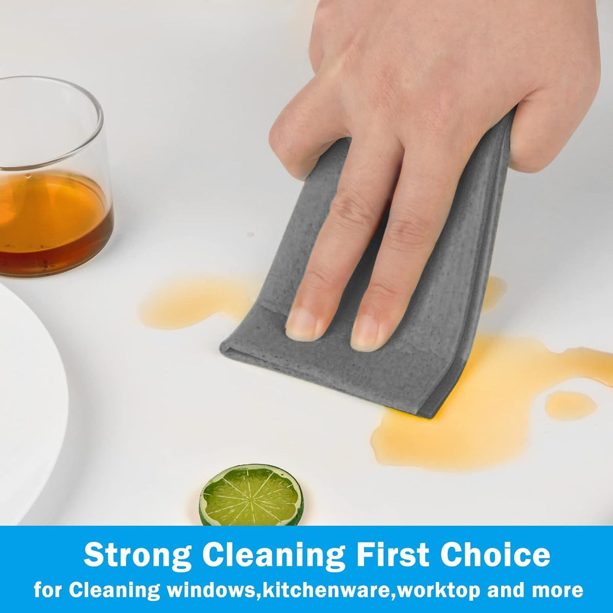 HOMEXCEL Swedish Dishcloths for Kitchen 10 Pack, Sponge Dish Cloth for Counters & Washing Dishes, Reusable and Absorbent Paper Towels, Grey