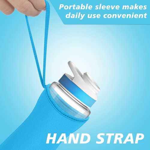 2Pcs Protective Sleeves with Handle for Cirkul 22 oz Water Bottle, Fit for 22 oz Plastic & Stainless Steel Bottles, Anti-slip Cover Made for Cirkul Accessories, Sweat Absorbing Material, Blue & Purple