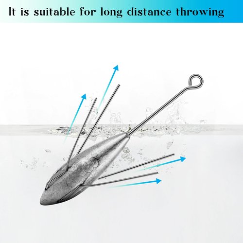5 Pcs Sputnik Sinkers Surf Fishing Weight, Fishing Equipment Long Tail Fishing Weights Saltwater Surf Casting Sinkers,Fishing Weights Sinkers Spider Weights Surf Casting Sinkers (3 Ounces)