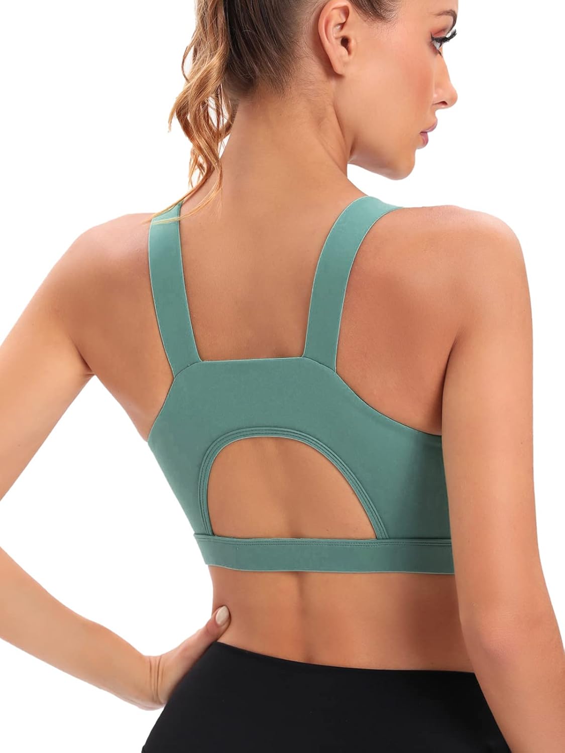 RUNNING GIRL High Impact Sports Bra - Racerback Workout Crop Top with Push-Up Support | Comfortable Fit
