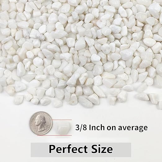 YISZM 5LB Succulent and Cactus Gravel Pebbles, 3/8 Inch Natural Decorative Polished Stones, River Rocks for Plants, Vases, Aquariums, Terrarium and Outdoor Gardening, White