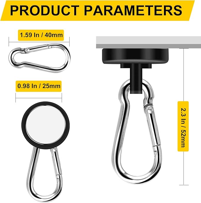DIYMAG Black Magnetic Hooks,70LBS Strong Heavy Duty Neodymium Magnet Hooks ，Strong Magnetic Hooks for Hanging at Home, Office Locker, Workplace, Refrigerator, Cruise Ship or Travel, 15Pack