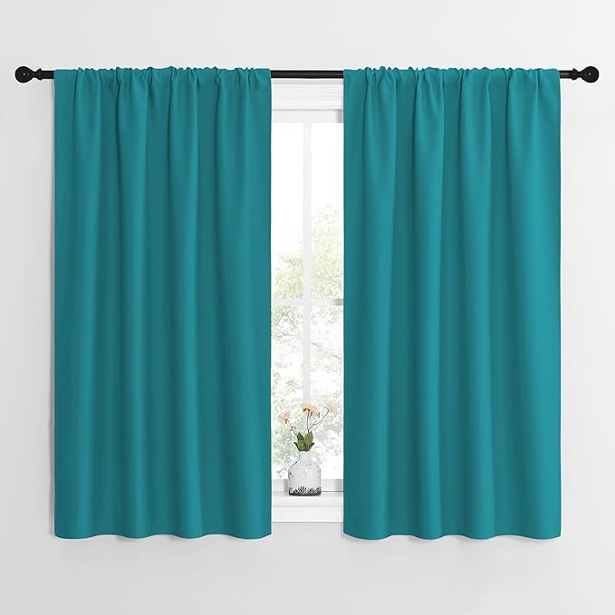 NICETOWN Peacock Blue Blackout Curtains Panels