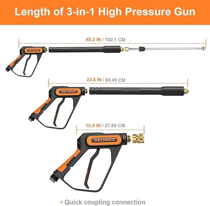 Pressure Washer Gun and Hose Kit, 25FT Kink Resistant 5/16 Power Washer Hose and Wand, 3/8" Swivel Quick Connector & M22-14mm Fitting, 4500 PSI