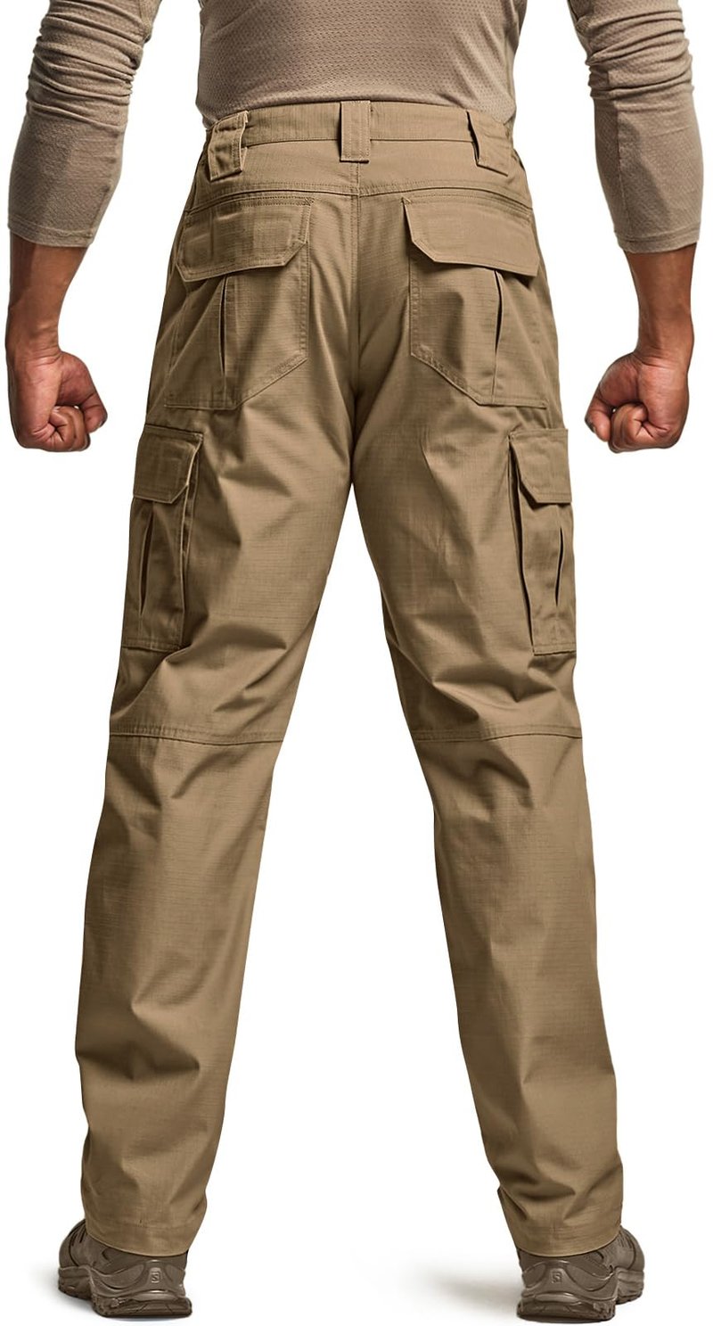 CQR Men's Tactical Pants, Water Resistant Ripstop Cargo Pants, Lightweight EDC Work Hiking Pants, Outdoor Apparel, Raider Cougar, 44W x 32L
