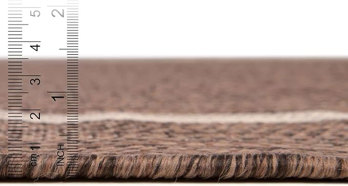 Unique Loom Outdoor Border Collection Area Rug - Soft Border (2' 7" x 4' 1" Hearth Brown/Ivory)