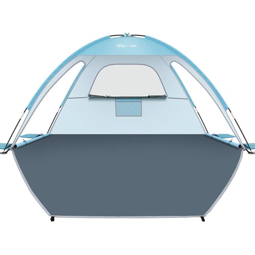 Glymnis Beach Tent Sun Shelter for 3 Person with UPF 50+ UV Protection, Lightweight & Easy Setup Beach Shade Canopy with Vent Windows & Zippered Door