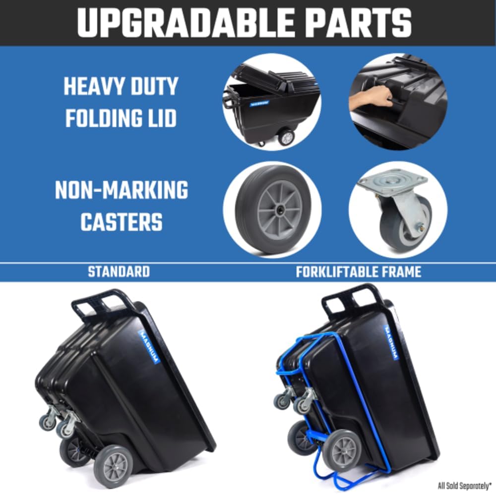 Magnum Tilt Truck, 1/2 Cu. Yd. Capacity Dump Cart with Non-Marking 12” Wheels & 5” Casters for Handling, Transporting on Construction Jobsites, 750 lbs, Trash Cart with Wheels DUC12T-NM-02PK (2-Pack)