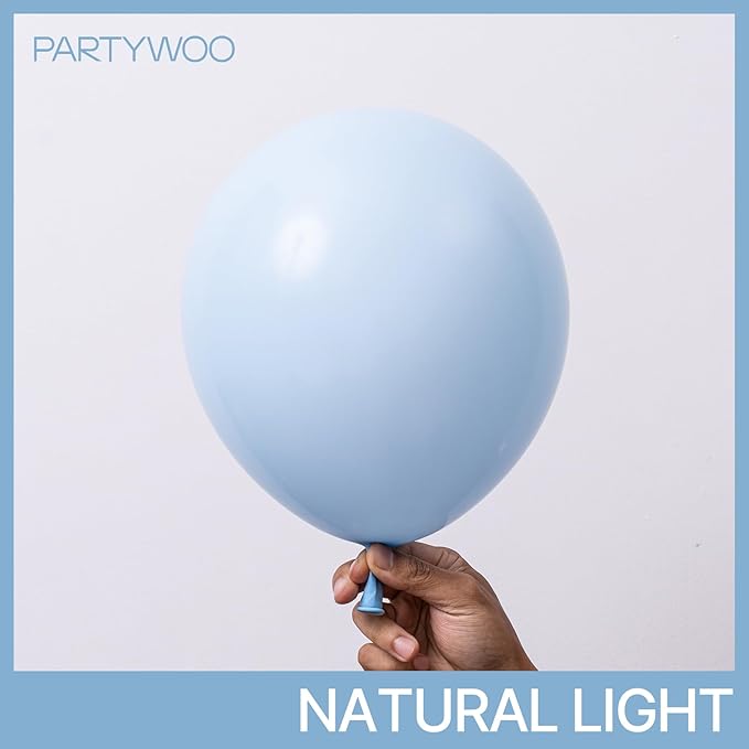 PartyWoo Baby Blue Balloons 155pcs Different Sizes of 18 12 10 5 Inch Light Pastel Sky Aqua Blue Balloon Arch Kit Garland for Graduation Baby Shower Gender Reveal Easter Party Decorations Blue-Q13
