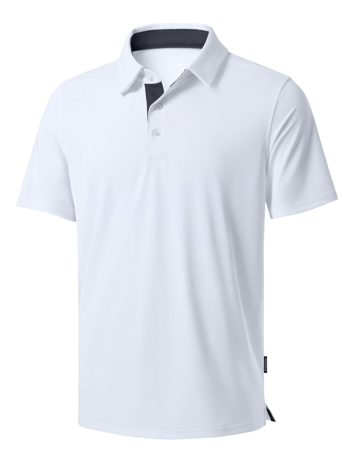Men's Golf Shirts Dry Fit Moisture Wicking Performance Short Sleeve Collared Polo Shirts for Casual Tennis Bussiness (White, L)