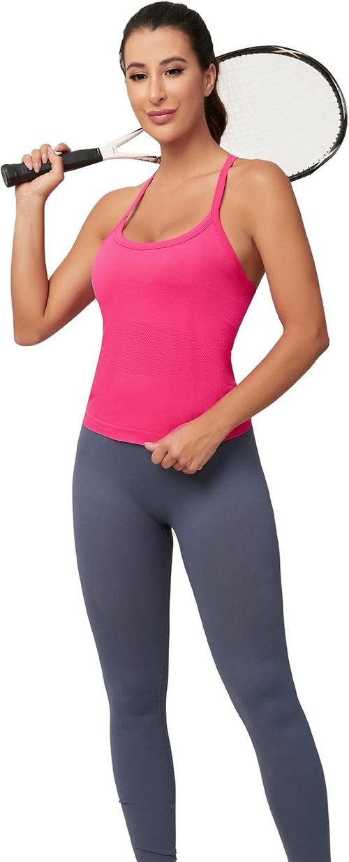 MathCat Workout Tank Tops - Sleeveless Gym Shirts with Built-In Bra | Seamless Racerback Design