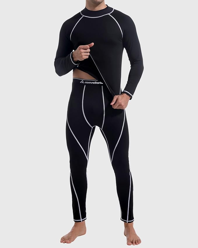 CL convallaria Thermal Underwear for Men Long Johns Fleece Lined Hunting Gear Set Base Layer for Cold Weather XS-4XL