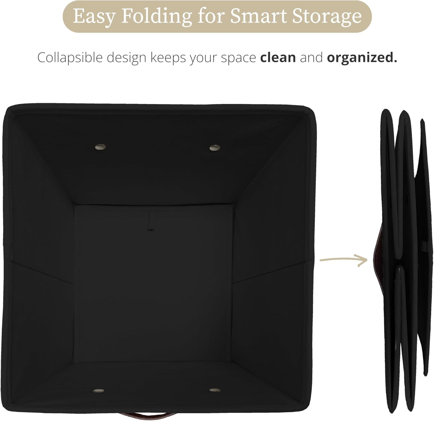 DECOMOMO Storage Baskets, 13x15x13 Storage Cube Bins with Labels for Organizing Shelves Kallax (Kallax / 4pcs, Black)