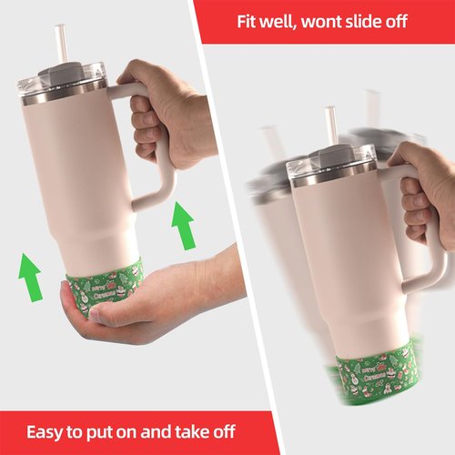 AUOCATTAIL 2Pcs Christmas Boot for Stanley Cup Accessories Red Green Silicone Boot Sleeve Hydro Flask Water Bottle 20-40oz and More Bottles Xmas Decor for Cup Merry Christmas Party Supplies