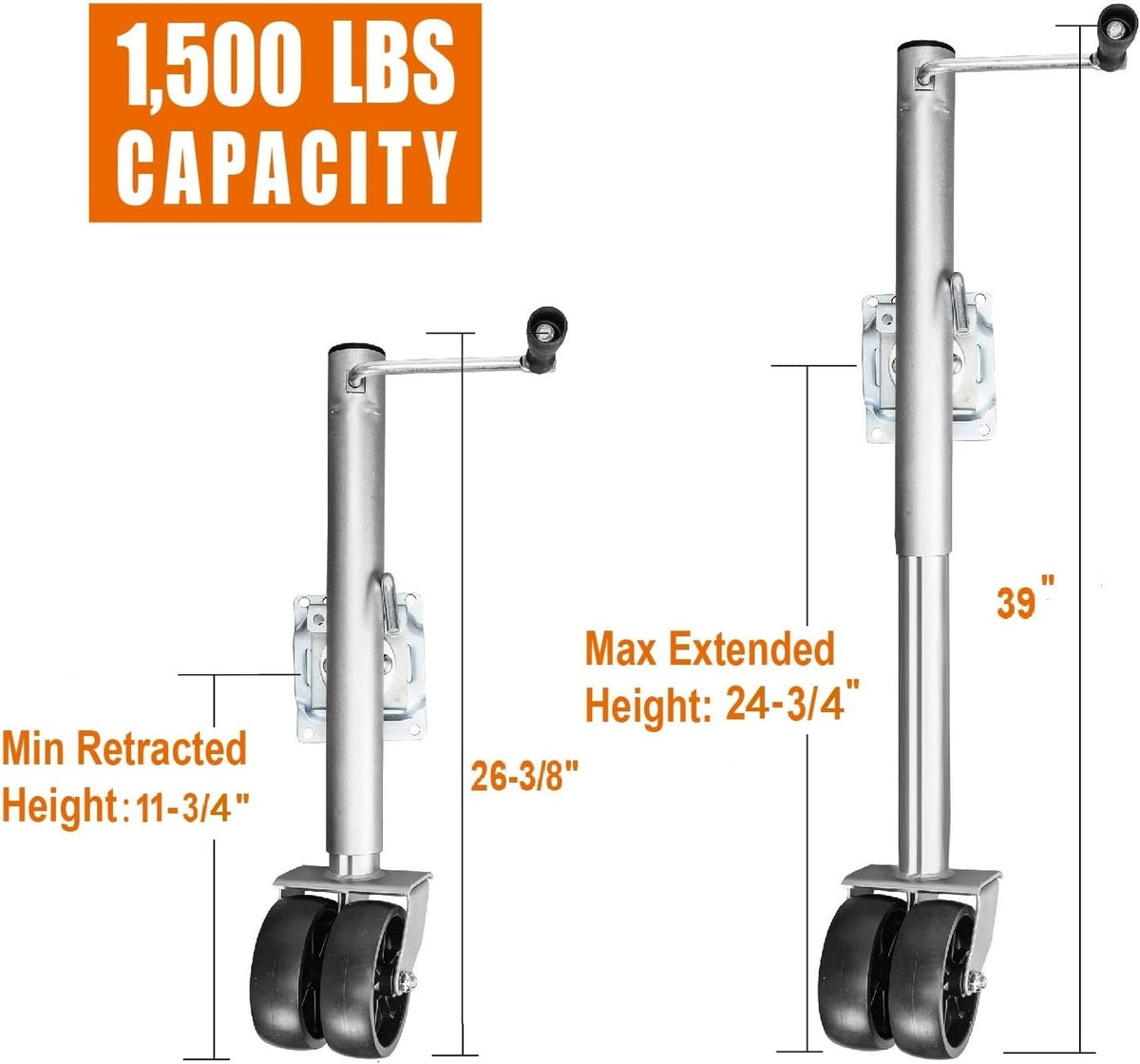 Big RED Boat Trailer Jack - 1500 Lbs Capacity Dual Wheel with 6 Inch Swing-Back Design | ATR39002R
