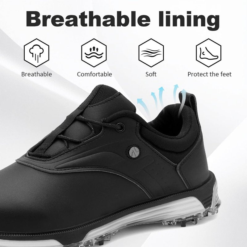 ULTIANT Mens Golf Shoes Waterproof Fixed Spikeless Sole Comfortable Outdoor Sport Shoes Size7.5-13(Black,41)