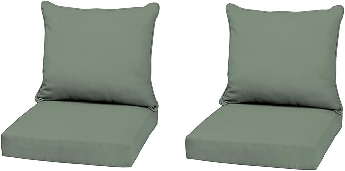 Arden earthFiber Outdoor Deep Seat Cushion Set (2-Pack), 22 in x 24 in, Weather-Proof, Rain-Proof, Fade Resistant Patio Cushion for Chair, Sofa, and Couch Sage Green Texture