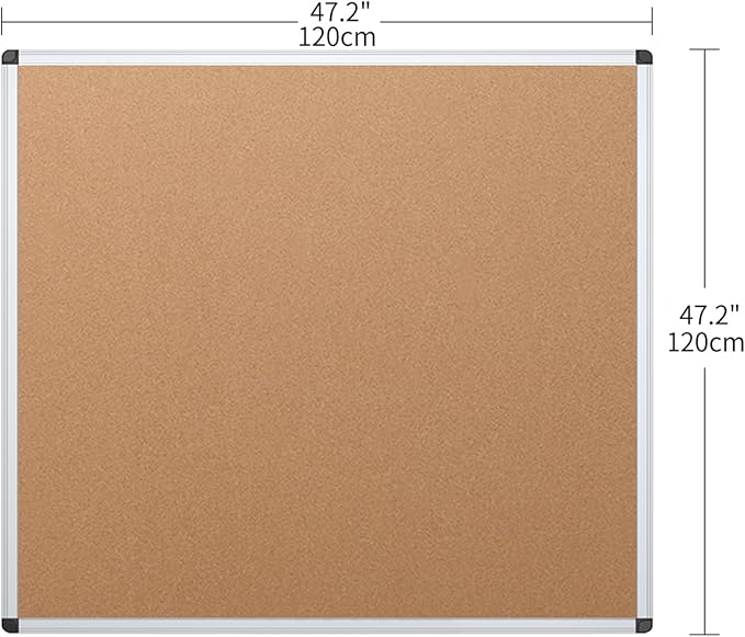 VIZ-PRO Cork Bulletin Board, 48 X 48 Inches, Wall-Mounted Corkboard