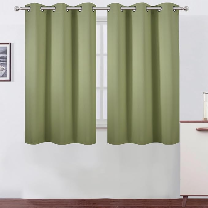 LEMOMO Sage Green Blackout Curtains/38 x 54 Inch/Set of Two Panels Grommet