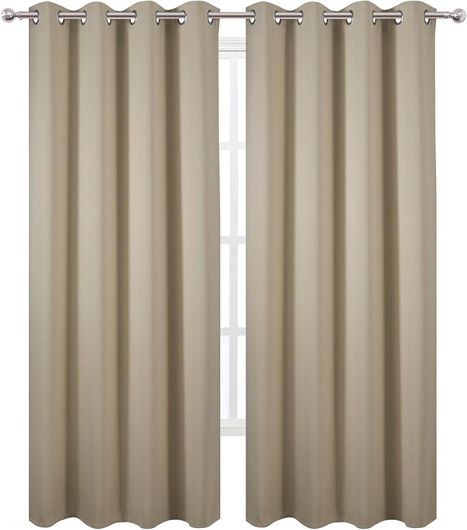 LEMOMO Blackout Curtains 52 x 120 Inch Long Beige Curtains Set of 2 Panels Room