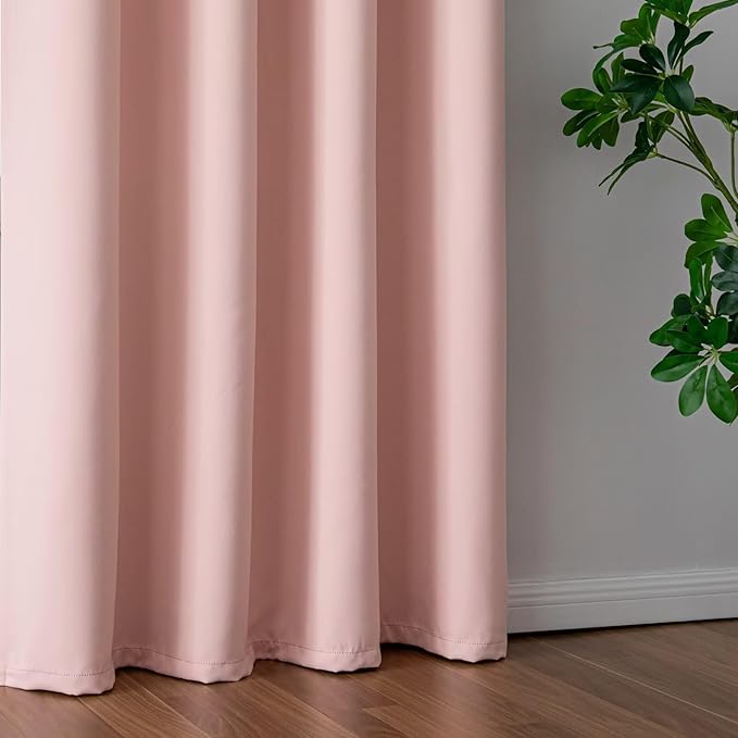 IGEMAEVE Gossamer Pink Curtains 108 Inch Length 2 Panels Set, Light Filtering
