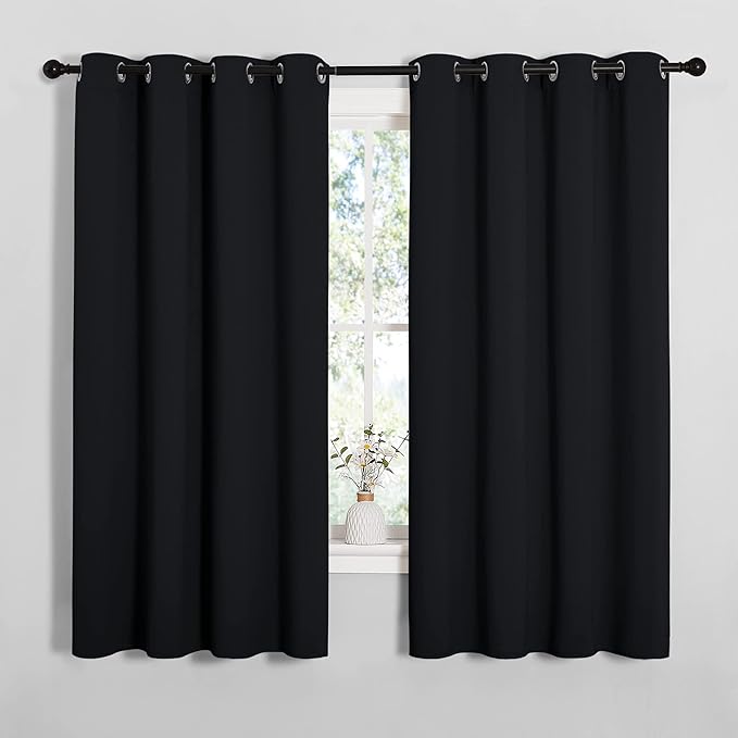 NICETOWN Bathroom Blackout Curtains and Drapes, 2 Panels, 55 inches Wide by 57