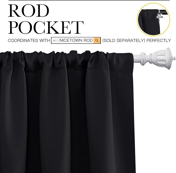 NICETOWN Black Out Short Curtain Panels