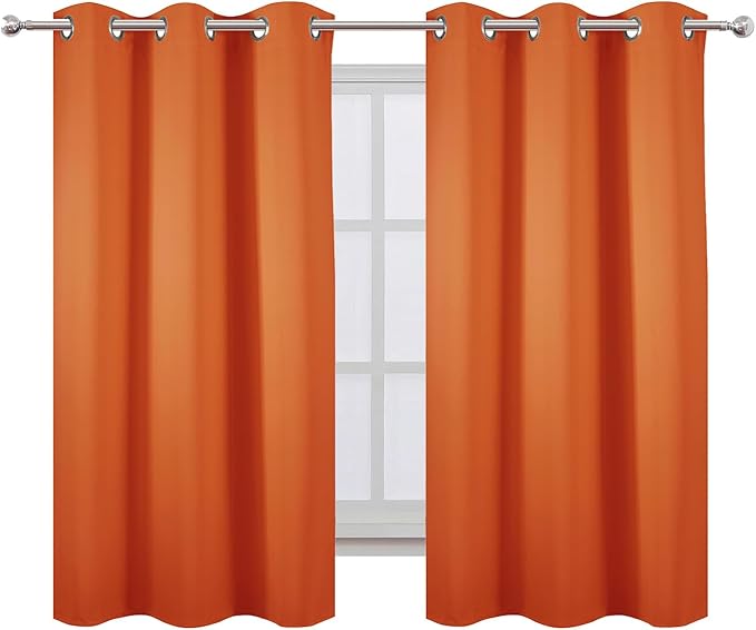 LEMOMO Orange Blackout Curtains/38 x 54 Inch/Set of Two Panels Grommet Living
