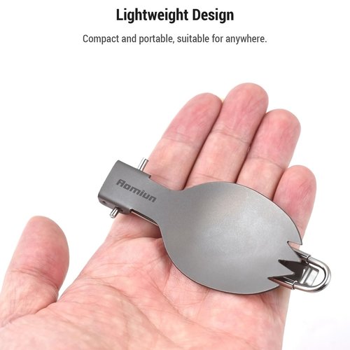 Aomiun Titanium Camping Plate Set of 8, Ultralight Durable Titanium Dish Plate with Folding Forks Spoons, Portable Round Dinner Plates Outdoor Camping Pan Tableware Utensils for BBQ Hiking Picnic