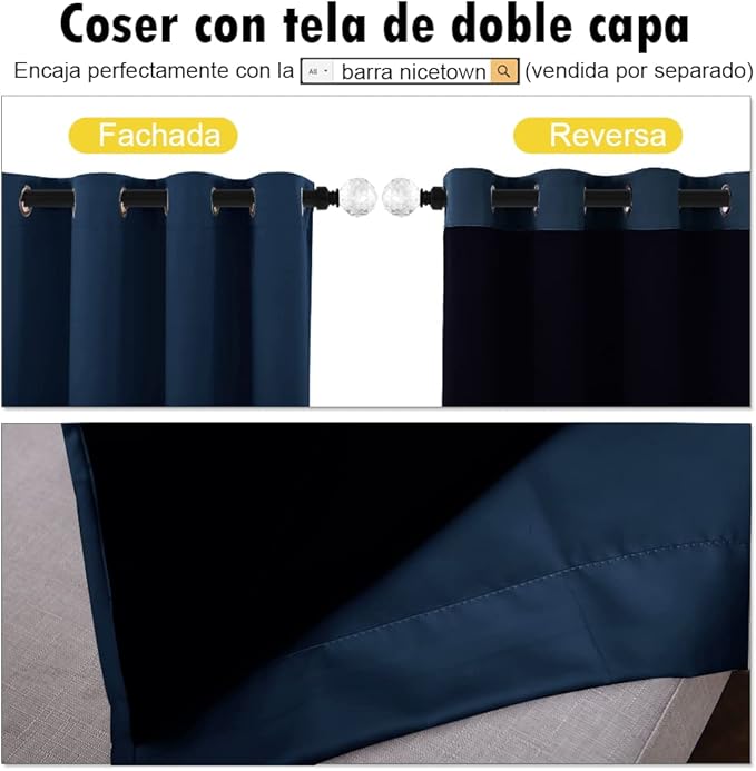 NICETOWN Complete 100% Blackout Curtain Set, Thermal Insulated & Energy