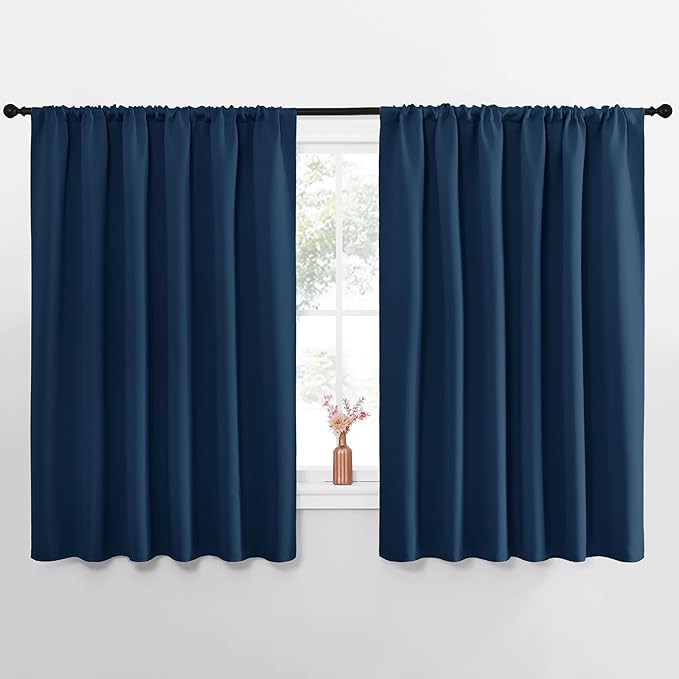 NICETOWN Blackout Curtains for Bedroom, Moroccan Blue, 1 Pair, 70 by 63-inch